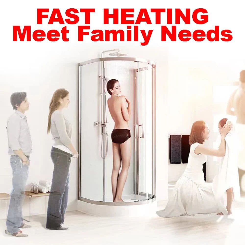 image-Instant Water Heater Shower Bathroom Faucets Kitchen Tap Electric Water Heater 220V 8000W Digital Display Temperature Adjustable
