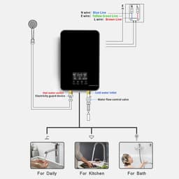 image-Instant Water Heater Shower Bathroom Faucets Kitchen Tap Electric Water Heater 220V 8000W Digital Display Temperature Adjustable