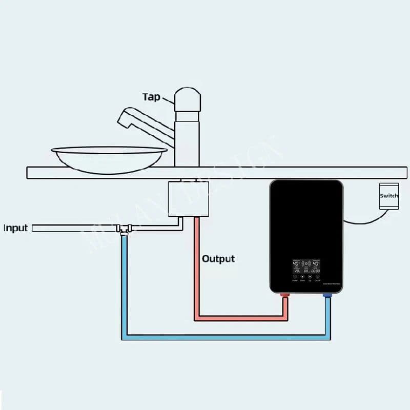 image-Instant Water Heater Shower Bathroom Faucets Kitchen Tap Electric Water Heater 220V 8000W Digital Display Temperature Adjustable