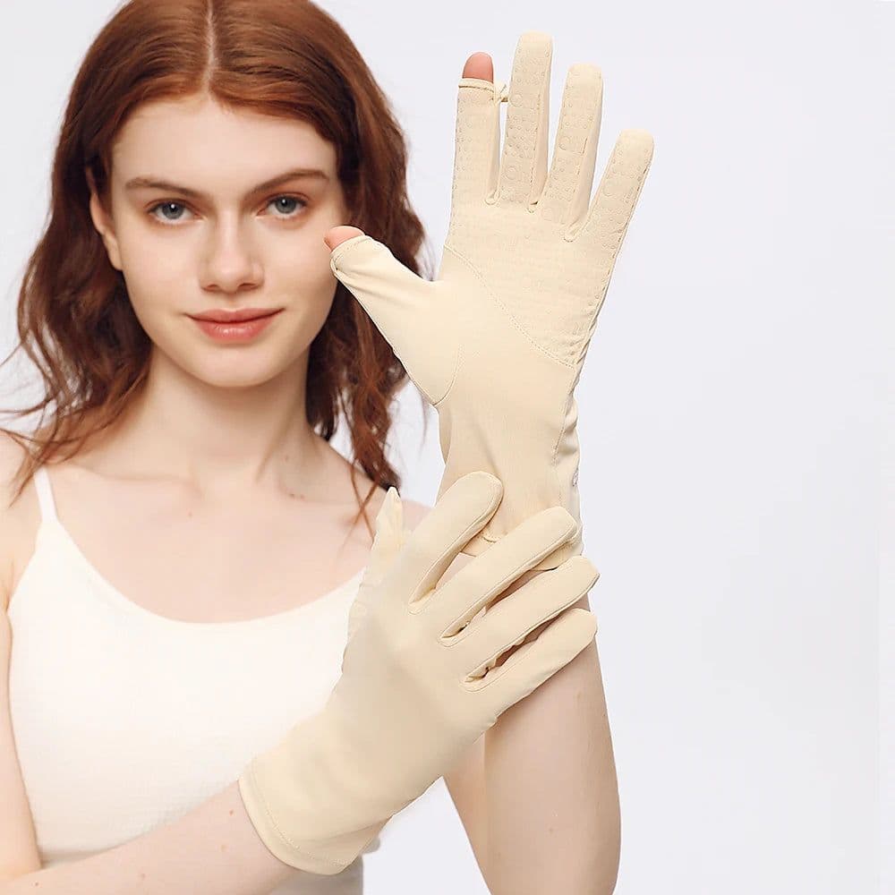 image-OhSunny Summer Light Breathable Sunscreen Driving Gloves New Tech Ceramic Fabric UPF 2000+ Anti UV Slip For Outdoor Cycling