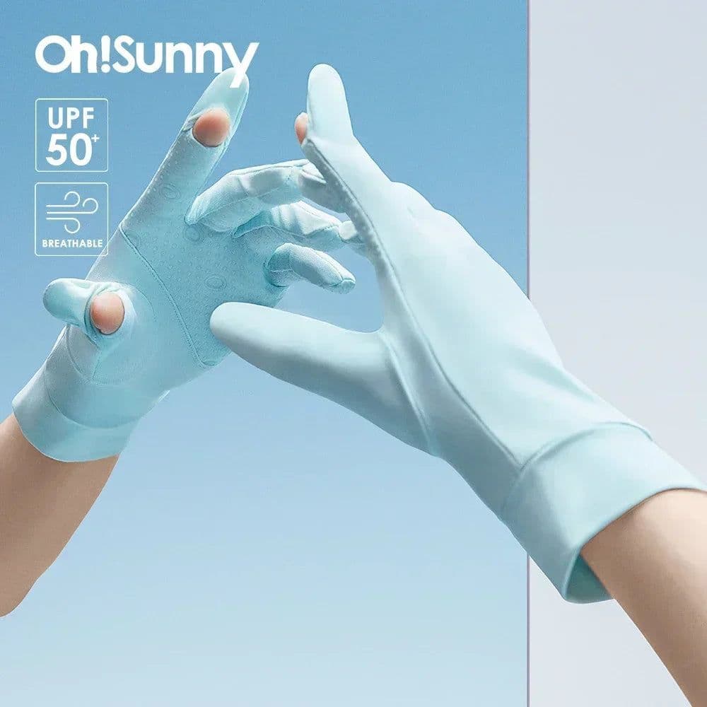 image-OhSunny Summer Light Breathable Sunscreen Driving Gloves New Tech Ceramic Fabric UPF 2000+ Anti UV Slip For Outdoor Cycling