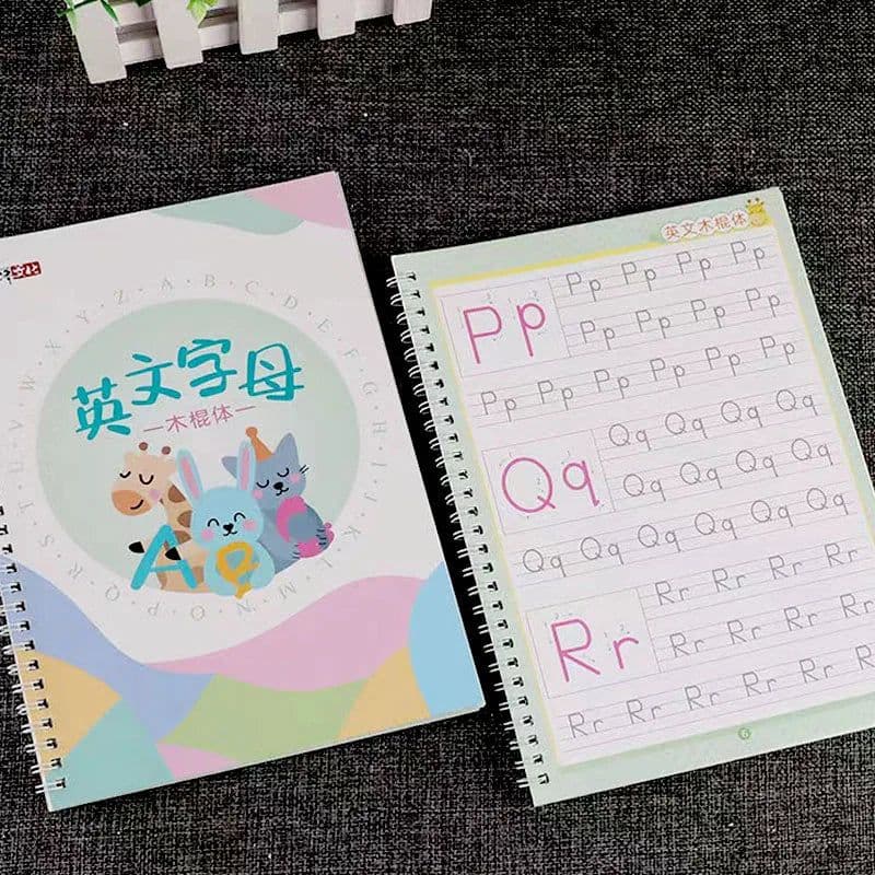 image-260mmx186mm Reusable Writing Paste Calligraphy Groove Copybook For Kids Word Magic Book English Calligraphic Letter Practice Toy