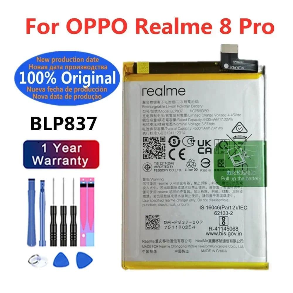 image-100% Original BLP837 4500mAh New Battery For OPPO Realme 8 Pro 8Pro High Quality Rechargeable Phone Batteries