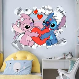 image-MINISO Cartoon Lilo & Stitch Wall Stickers For Kid's Room Kindergarten Living Room Bedroom Wall Decoration Animated Poster