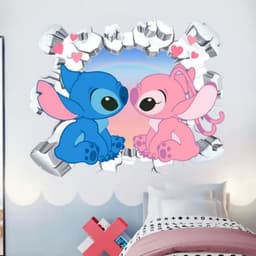 image-MINISO Cartoon Lilo & Stitch Wall Stickers For Kid's Room Kindergarten Living Room Bedroom Wall Decoration Animated Poster