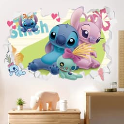 image-MINISO Cartoon Lilo & Stitch Wall Stickers For Kid's Room Kindergarten Living Room Bedroom Wall Decoration Animated Poster