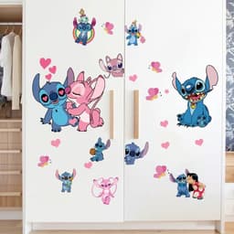 image-MINISO Cartoon Lilo & Stitch Wall Stickers For Kid's Room Kindergarten Living Room Bedroom Wall Decoration Animated Poster