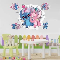 image-MINISO Cartoon Lilo & Stitch Wall Stickers For Kid's Room Kindergarten Living Room Bedroom Wall Decoration Animated Poster