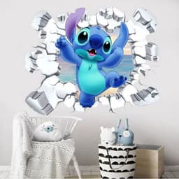 image-MINISO Cartoon Lilo & Stitch Wall Stickers For Kid's Room Kindergarten Living Room Bedroom Wall Decoration Animated Poster