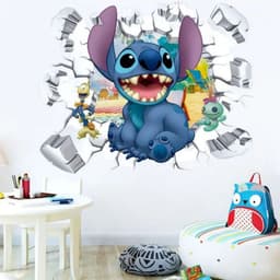 image-MINISO Cartoon Lilo & Stitch Wall Stickers For Kid's Room Kindergarten Living Room Bedroom Wall Decoration Animated Poster
