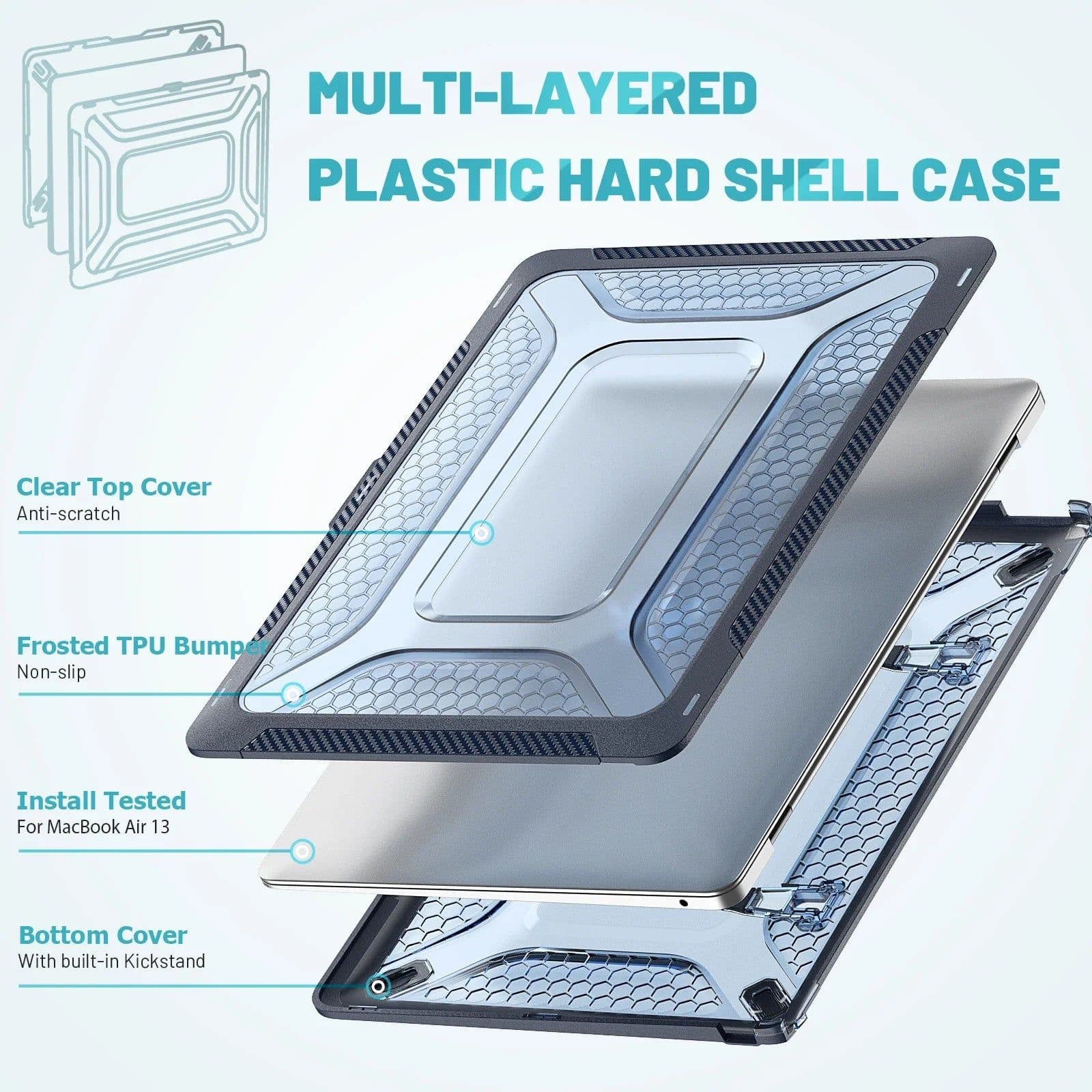 image-For Macbook Pro 13 Inch A2338 M2 M1 Laptop Replace Cover A2289 A2159 A1706 A1989 A1708 MAC Military Shockproof Protective Cases