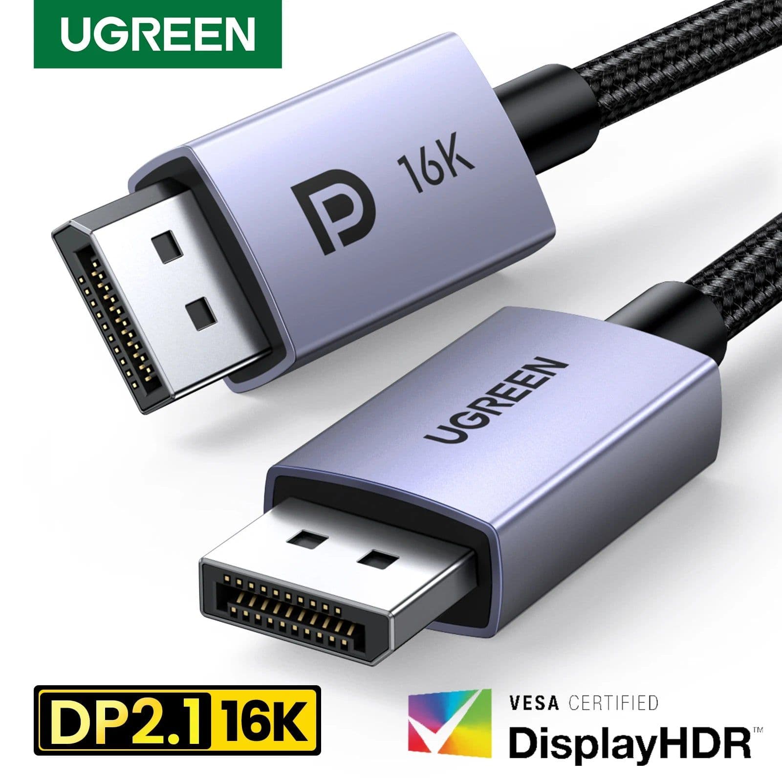 image-UGREEN Displayport Cable 16K 8K Video Audio Cable for Xiaomi TV Box PC Laptop Monitor Video Game DP Cable Display Port
