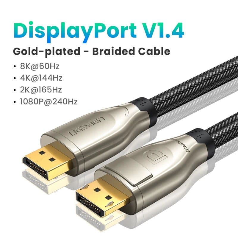 image-UGREEN Displayport Cable 16K 8K Video Audio Cable for Xiaomi TV Box PC Laptop Monitor Video Game DP Cable Display Port