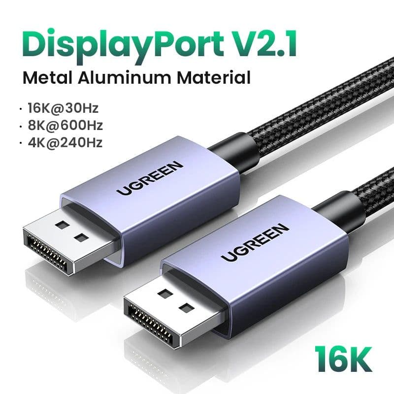 image-UGREEN Displayport Cable 16K 8K Video Audio Cable for Xiaomi TV Box PC Laptop Monitor Video Game DP Cable Display Port