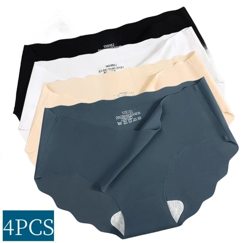 image-4Pcs Set Women's Panties Low Waist Seamless Briefs Ice Silk Female Underpants Ladies Invisible Underwear Lingerie Intimates