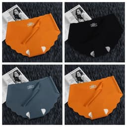 image-4Pcs Set Women's Panties Low Waist Seamless Briefs Ice Silk Female Underpants Ladies Invisible Underwear Lingerie Intimates