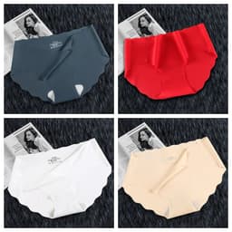 image-4Pcs Set Women's Panties Low Waist Seamless Briefs Ice Silk Female Underpants Ladies Invisible Underwear Lingerie Intimates