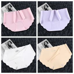 image-4Pcs Set Women's Panties Low Waist Seamless Briefs Ice Silk Female Underpants Ladies Invisible Underwear Lingerie Intimates