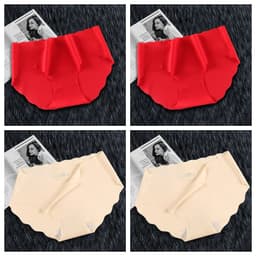 image-4Pcs Set Women's Panties Low Waist Seamless Briefs Ice Silk Female Underpants Ladies Invisible Underwear Lingerie Intimates