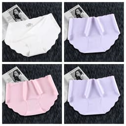 image-4Pcs Set Women's Panties Low Waist Seamless Briefs Ice Silk Female Underpants Ladies Invisible Underwear Lingerie Intimates