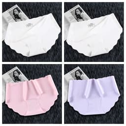 image-4Pcs Set Women's Panties Low Waist Seamless Briefs Ice Silk Female Underpants Ladies Invisible Underwear Lingerie Intimates