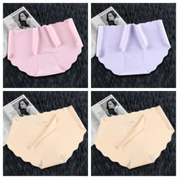 image-4Pcs Set Women's Panties Low Waist Seamless Briefs Ice Silk Female Underpants Ladies Invisible Underwear Lingerie Intimates