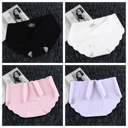 image-4Pcs Set Women's Panties Low Waist Seamless Briefs Ice Silk Female Underpants Ladies Invisible Underwear Lingerie Intimates