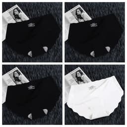 image-4Pcs Set Women's Panties Low Waist Seamless Briefs Ice Silk Female Underpants Ladies Invisible Underwear Lingerie Intimates