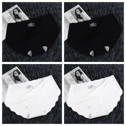 image-4Pcs Set Women's Panties Low Waist Seamless Briefs Ice Silk Female Underpants Ladies Invisible Underwear Lingerie Intimates