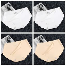 image-4Pcs Set Women's Panties Low Waist Seamless Briefs Ice Silk Female Underpants Ladies Invisible Underwear Lingerie Intimates