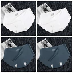 image-4Pcs Set Women's Panties Low Waist Seamless Briefs Ice Silk Female Underpants Ladies Invisible Underwear Lingerie Intimates