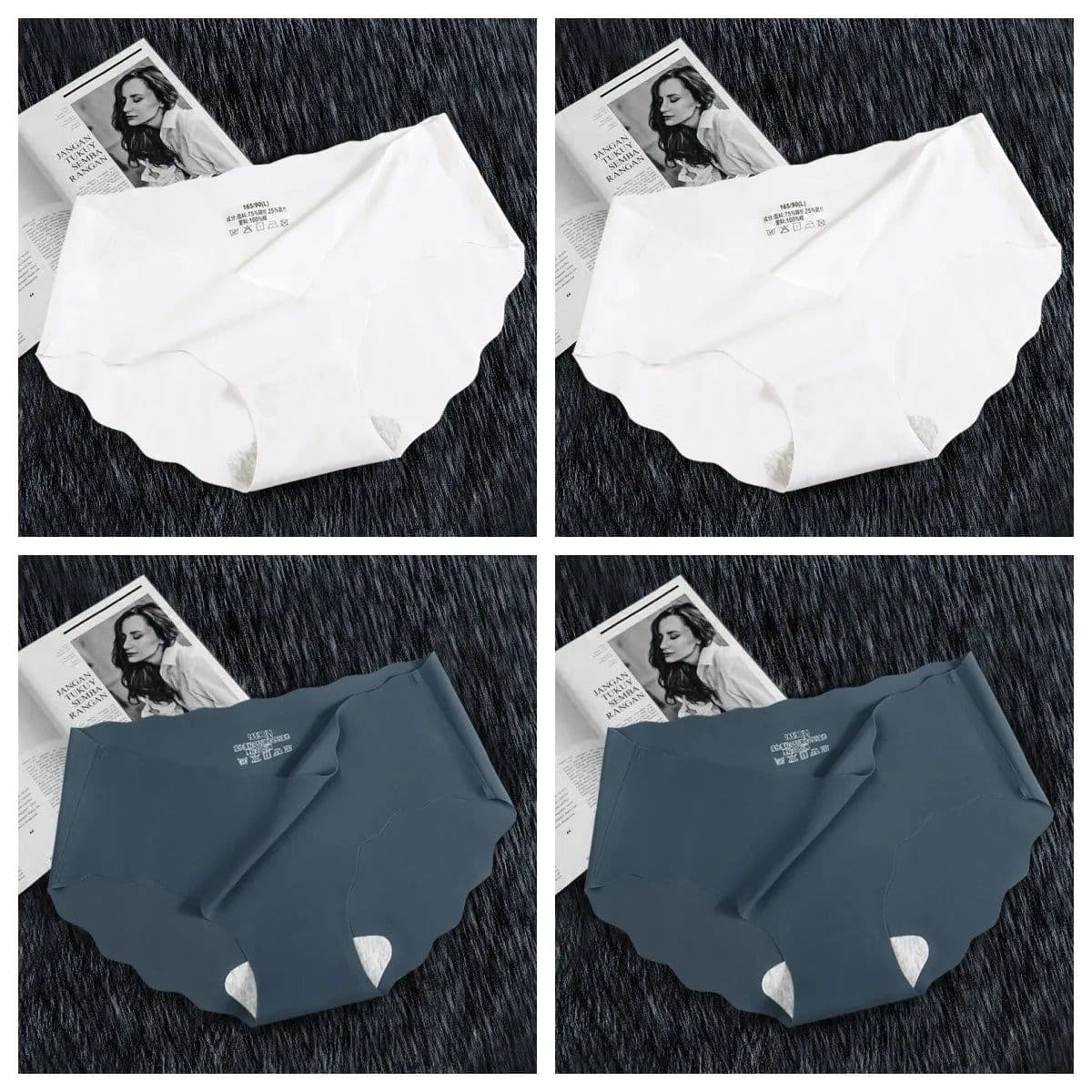image-4Pcs Set Women's Panties Low Waist Seamless Briefs Ice Silk Female Underpants Ladies Invisible Underwear Lingerie Intimates