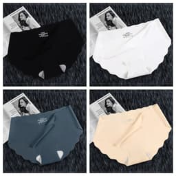 image-4Pcs Set Women's Panties Low Waist Seamless Briefs Ice Silk Female Underpants Ladies Invisible Underwear Lingerie Intimates