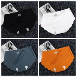 image-4Pcs Set Women's Panties Low Waist Seamless Briefs Ice Silk Female Underpants Ladies Invisible Underwear Lingerie Intimates