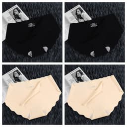 image-4Pcs Set Women's Panties Low Waist Seamless Briefs Ice Silk Female Underpants Ladies Invisible Underwear Lingerie Intimates