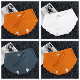 image-4Pcs Set Women's Panties Low Waist Seamless Briefs Ice Silk Female Underpants Ladies Invisible Underwear Lingerie Intimates