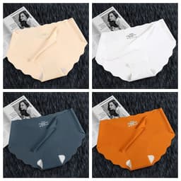 image-4Pcs Set Women's Panties Low Waist Seamless Briefs Ice Silk Female Underpants Ladies Invisible Underwear Lingerie Intimates