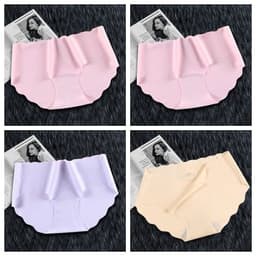 image-4Pcs Set Women's Panties Low Waist Seamless Briefs Ice Silk Female Underpants Ladies Invisible Underwear Lingerie Intimates
