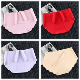 image-4Pcs Set Women's Panties Low Waist Seamless Briefs Ice Silk Female Underpants Ladies Invisible Underwear Lingerie Intimates