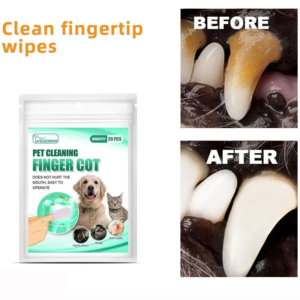 image-20Pcs/Bag Pet Cleaning Teeth Finger Cover Dog Cat Remove Tartar Calculus Oral Care Cochlear Cleaning Non-woven Fabric Finger Cot