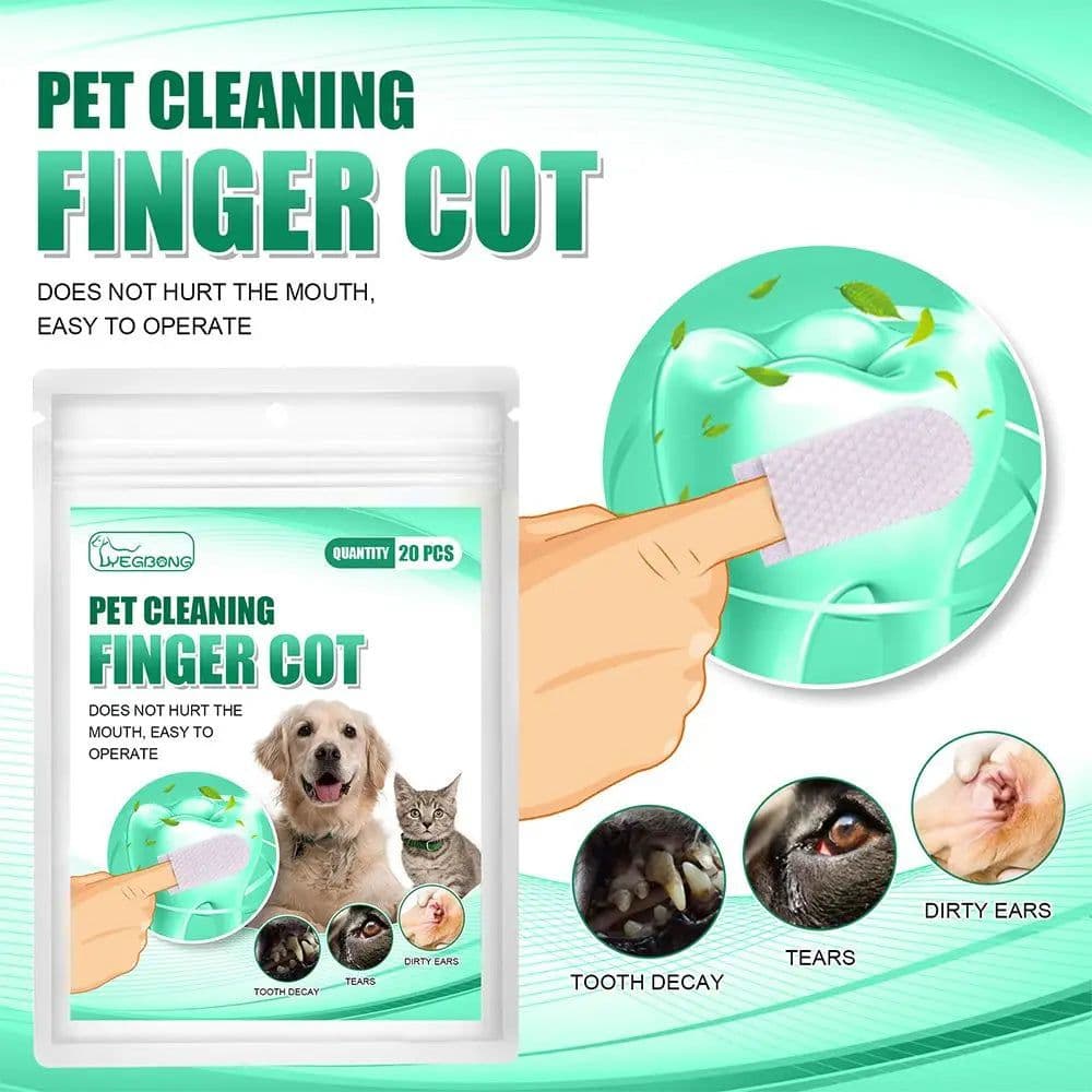 image-20Pcs/Bag Pet Cleaning Teeth Finger Cover Dog Cat Remove Tartar Calculus Oral Care Cochlear Cleaning Non-woven Fabric Finger Cot