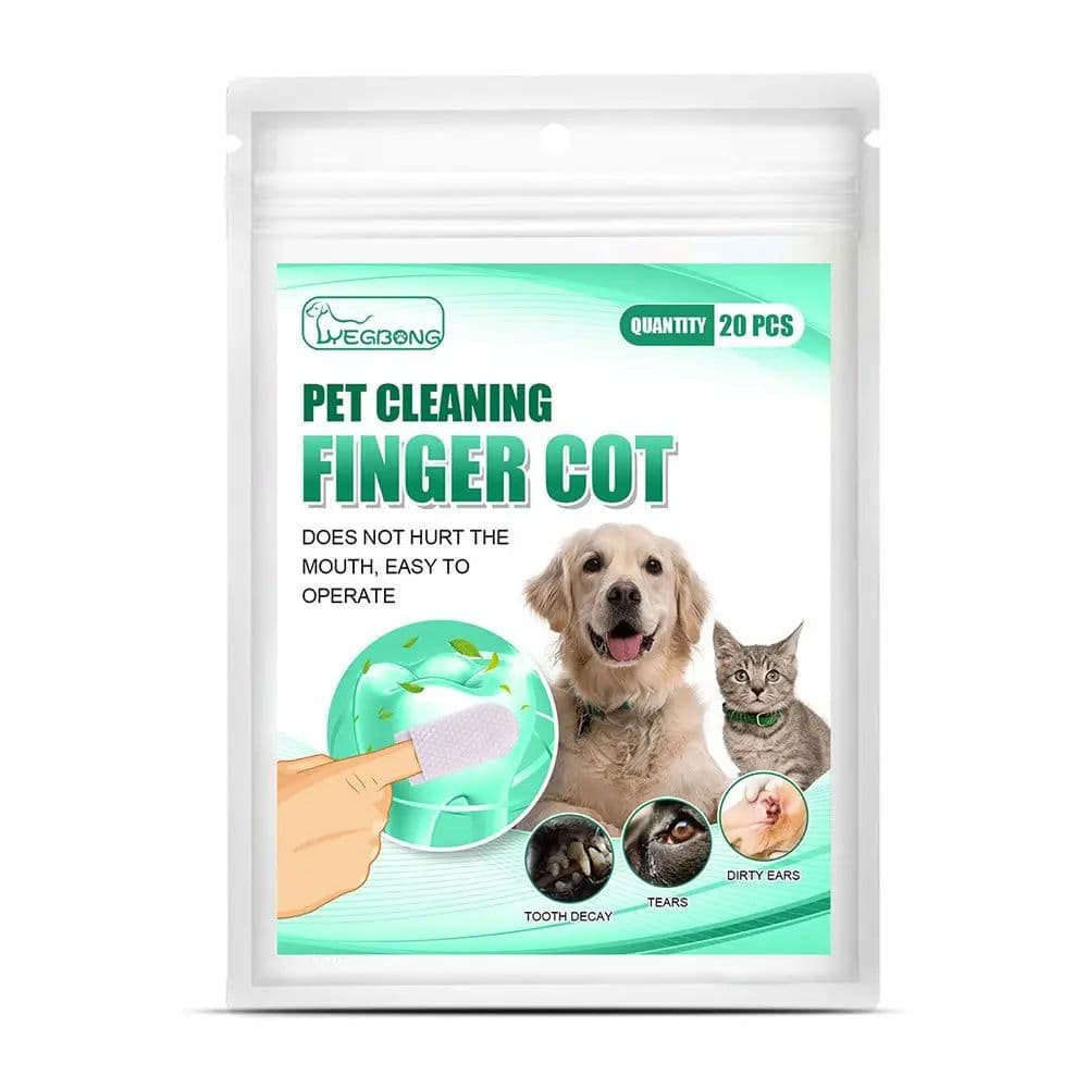 image-20Pcs/Bag Pet Cleaning Teeth Finger Cover Dog Cat Remove Tartar Calculus Oral Care Cochlear Cleaning Non-woven Fabric Finger Cot