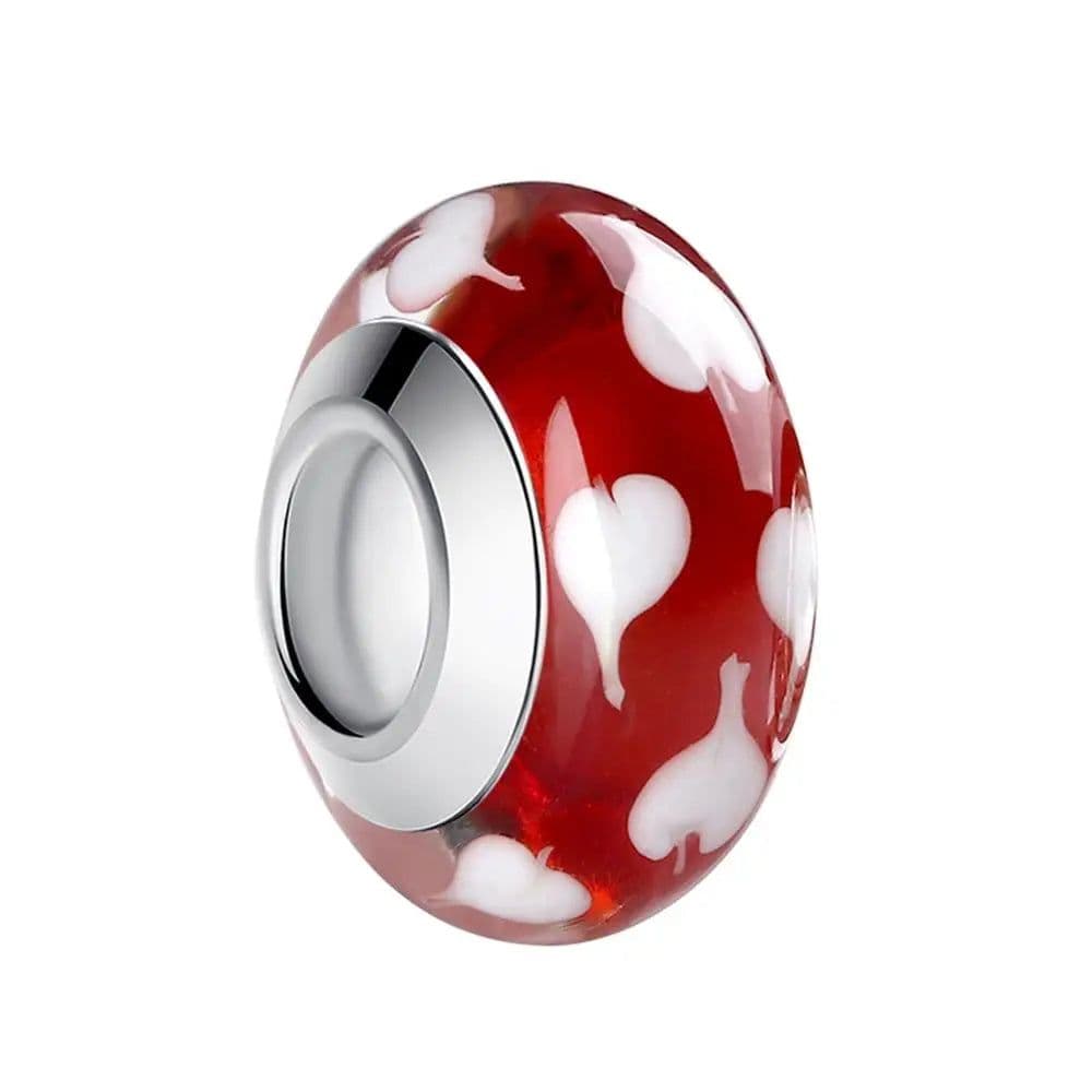 image-WOSTU High Quality White Murano Glass Beads Fit Original Bracelet Pendant Silver Plated Colorful Charm DIY Jewelry Making