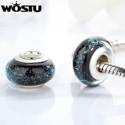 image-WOSTU High Quality White Murano Glass Beads Fit Original Bracelet Pendant Silver Plated Colorful Charm DIY Jewelry Making