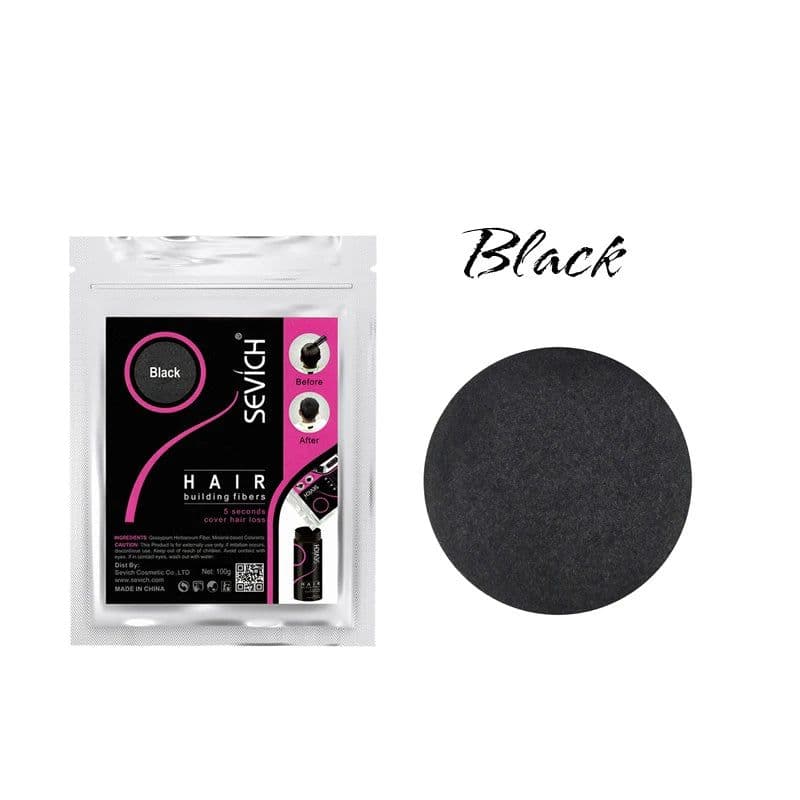 image-Beauty Salon Instant Thickening Hair Fiber Powder Thickening Hair Fibers Building Wig Extensions Refill Black Colors 100g