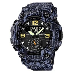 image-Vintage Men Military Watch 50m Waterproof Wristwatch SKMEI Top Brand Casual Sport Style Digital Clock PU Band Watch Men Original