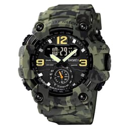 image-Vintage Men Military Watch 50m Waterproof Wristwatch SKMEI Top Brand Casual Sport Style Digital Clock PU Band Watch Men Original