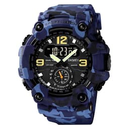 image-Vintage Men Military Watch 50m Waterproof Wristwatch SKMEI Top Brand Casual Sport Style Digital Clock PU Band Watch Men Original