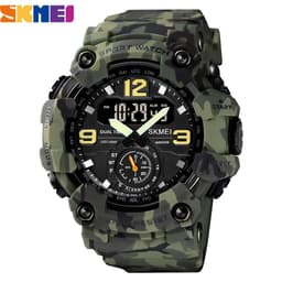 image-Vintage Men Military Watch 50m Waterproof Wristwatch SKMEI Top Brand Casual Sport Style Digital Clock PU Band Watch Men Original