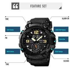 image-Vintage Men Military Watch 50m Waterproof Wristwatch SKMEI Top Brand Casual Sport Style Digital Clock PU Band Watch Men Original